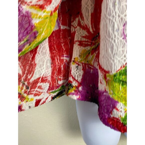 Joseph Ribkoff Floral Top Blazer Set size 12 Lace Lightweight Red Green Full Zip - Picture 16 of 16